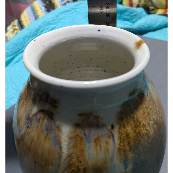 Handcrafted Studio Pottery Vase 7" Tall Drip Glaze Colorful & Unique - Picture 11 of 15